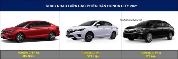 Khác nhau giữa các phiên bản Honda City 2022